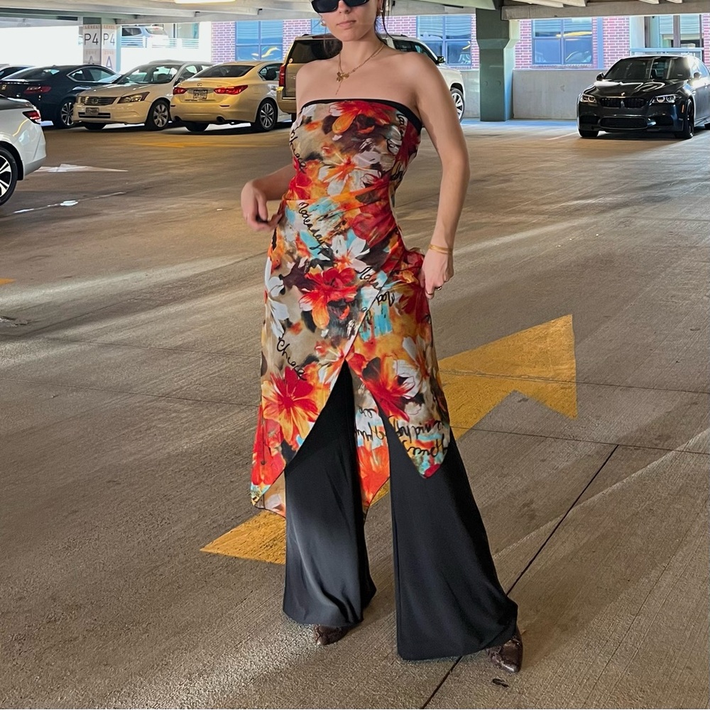 Sheer graffiti printed sleeveless Janine Jumpsuit